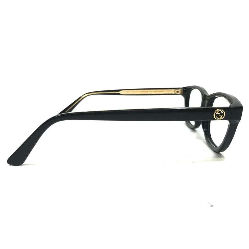 Gucci Eyeglasses Frames GG0315O 001 Black Gold Oval Cat Eye Full Rim 54-19-140